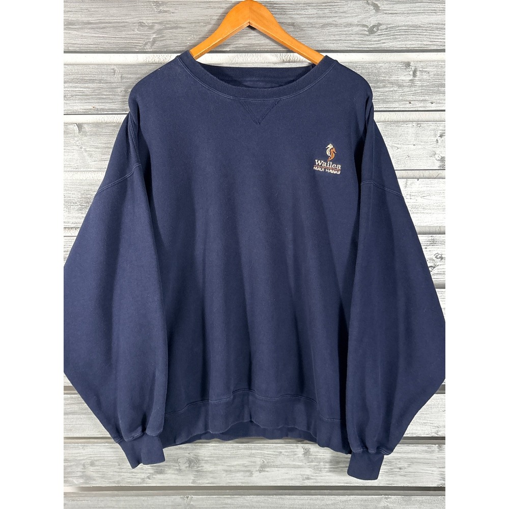 Vintage y2k 90s Wailea Maui Hawaii Sweatshirt Navy Blue XXL Heavy Cotton shirt